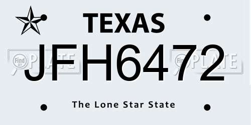 JFH6472 Texas License Plate