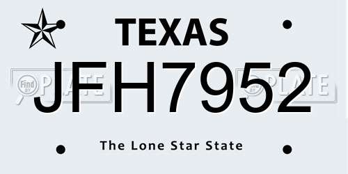 JFH7952 Texas License Plate