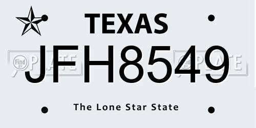 JFH8549 Texas License Plate