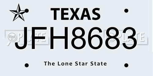 JFH8683 Texas License Plate