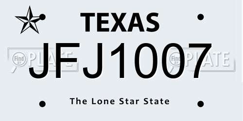 JFJ1007 Texas License Plate