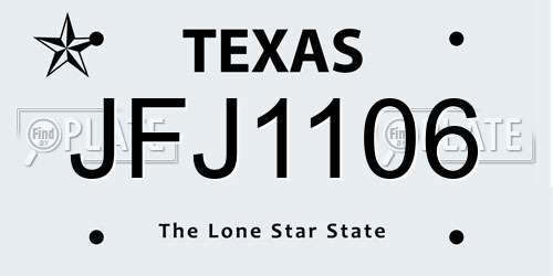 JFJ1106 Texas License Plate