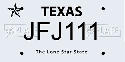 JFJ111 Texas License Plate