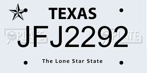 JFJ2292 Texas License Plate