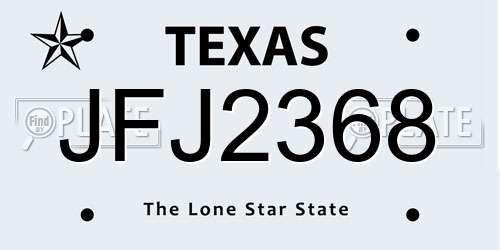 JFJ2368 Texas License Plate