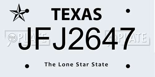 JFJ2647 Texas License Plate