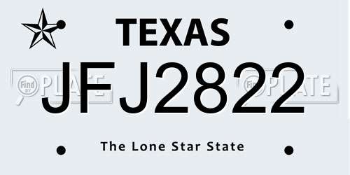 JFJ2822 Texas License Plate