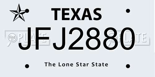 JFJ2880 Texas License Plate