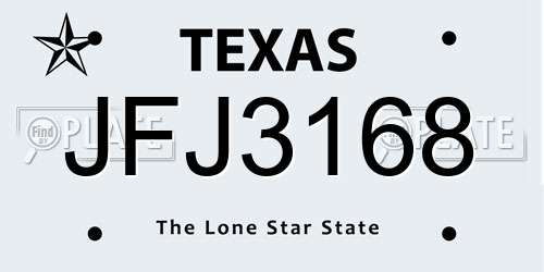 JFJ3168 Texas License Plate