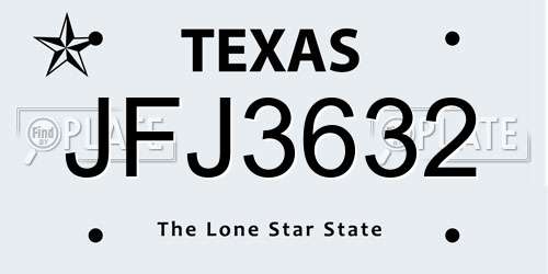 JFJ3632 Texas License Plate