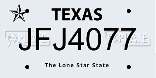 JFJ4077 Texas License Plate