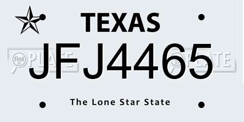 JFJ4465 Texas License Plate