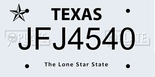 JFJ4540 Texas License Plate
