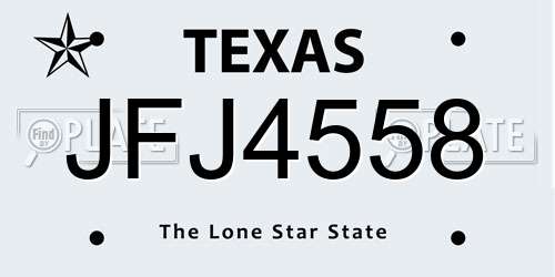 JFJ4558 Texas License Plate