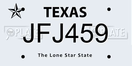 JFJ459 Texas License Plate