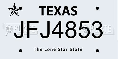 JFJ4853 Texas License Plate