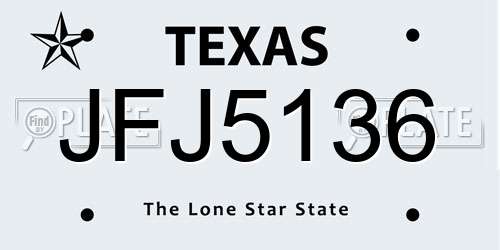 JFJ5136 Texas License Plate