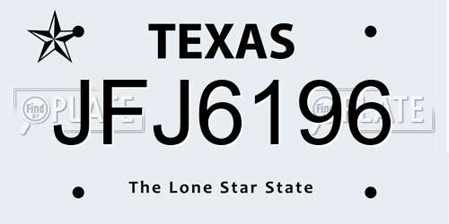 JFJ6196 Texas License Plate