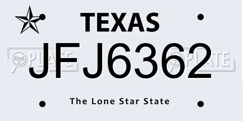 JFJ6362 Texas License Plate