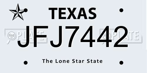 JFJ7442 Texas License Plate