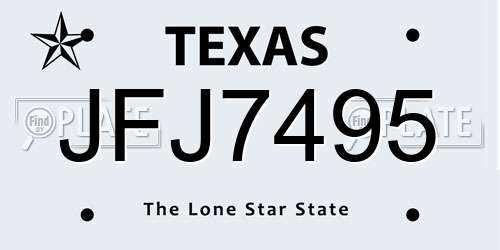 JFJ7495 Texas License Plate