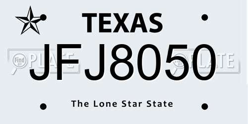 JFJ8050 Texas License Plate