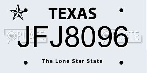 JFJ8096 Texas License Plate
