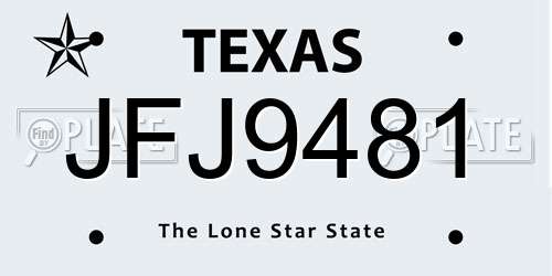 JFJ9481 Texas License Plate