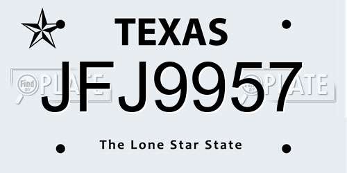 JFJ9957 Texas License Plate
