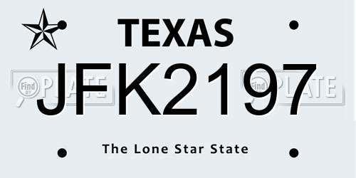 JFK2197 Texas License Plate