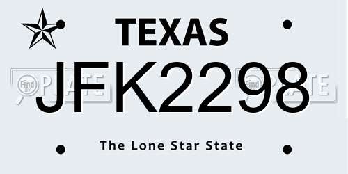 JFK2298 Texas License Plate