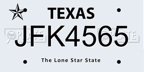 JFK4565 Texas License Plate