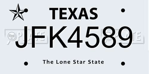 JFK4589 Texas License Plate