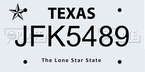 JFK5489 Texas License Plate
