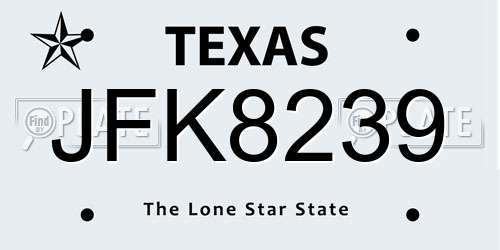 JFK8239 Texas License Plate