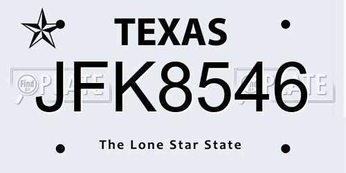JFK8546 Texas License Plate