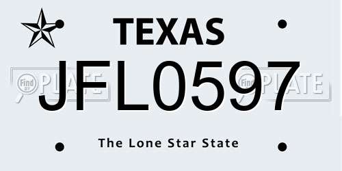 JFL0597 Texas License Plate