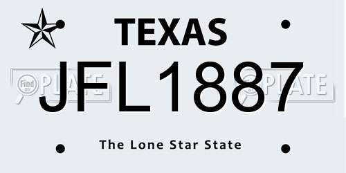 JFL1887 Texas License Plate