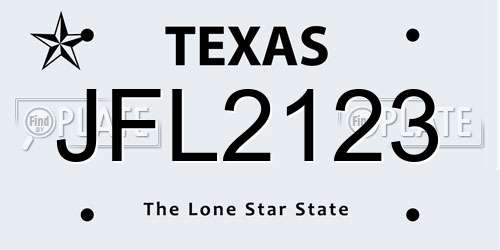 JFL2123 Texas License Plate