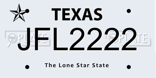 JFL2222 Texas License Plate