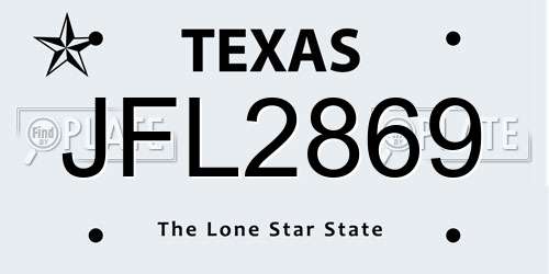 JFL2869 Texas License Plate