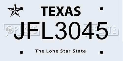 JFL3045 Texas License Plate