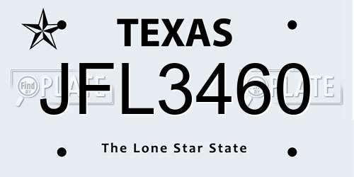 JFL3460 Texas License Plate