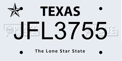 JFL3755 Texas License Plate