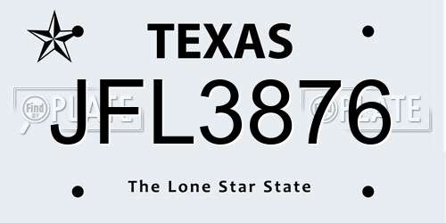 JFL3876 Texas License Plate