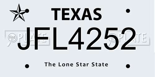 JFL4252 Texas License Plate