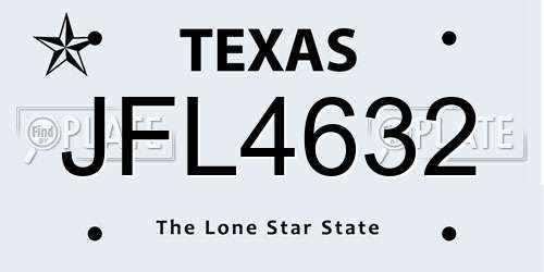 JFL4632 Texas License Plate