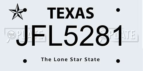 JFL5281 Texas License Plate