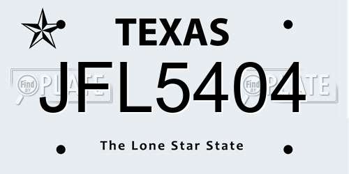 JFL5404 Texas License Plate