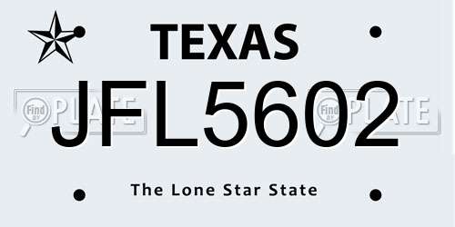 JFL5602 Texas License Plate